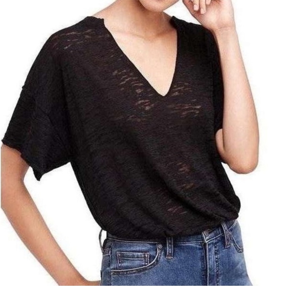FP We The Free Black Burnout Slouchy Tee shirt Size XS